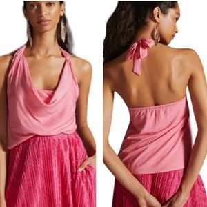 NWT Anthropologie Dolan Pink Draped Cowl Neck Halter Tank Top - XL